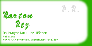 marton utz business card